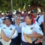 Policías en paro realizan plantones en edificios estatales de Campeche, desde el 16 de marzo no les depositan sueldo